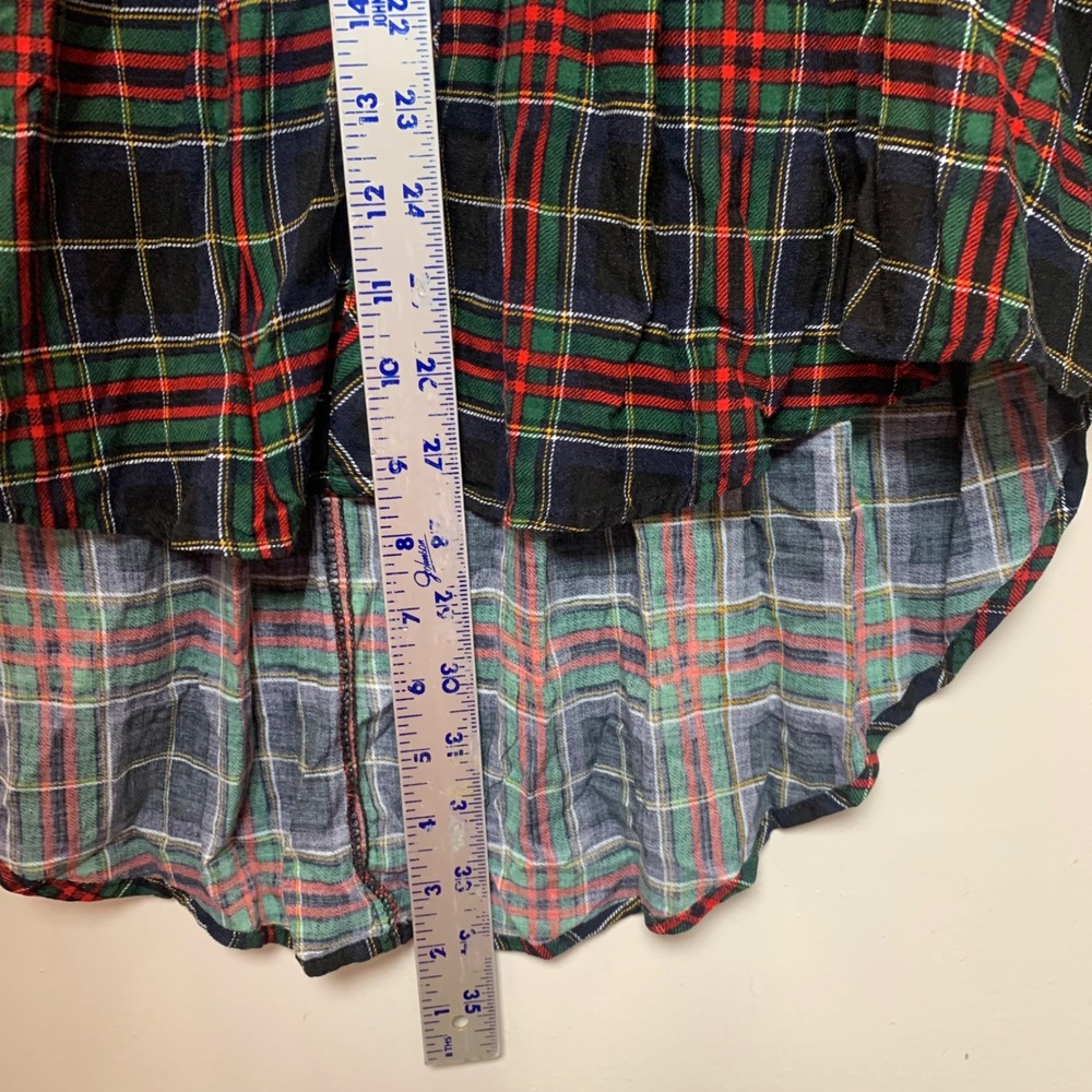 Torrid Plaid Tunic Blouse Womens 2 Multicolor Excellent Smocked High Low Hem - Picture 4 of 7